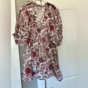 Perfect Saule Parc Transitional Fall Dress with Maroon Floral Print- Small